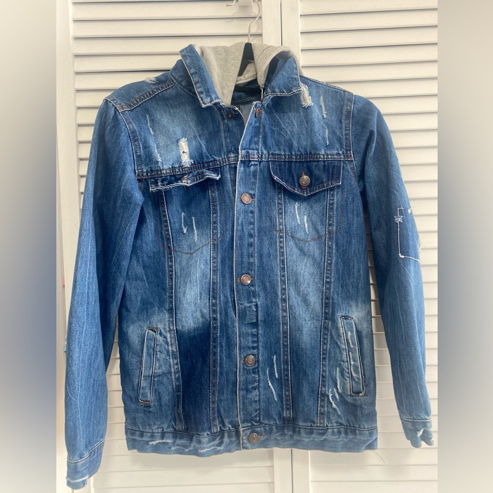 MaCam 150 Boys Denim Distressed Jacket Hooded